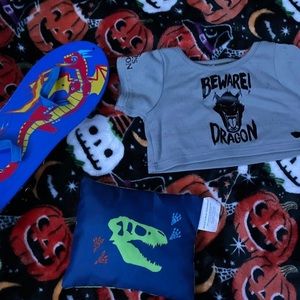 Build A Bear Skateboard, Dino Pillow And Dragon Shirt Lot Boy